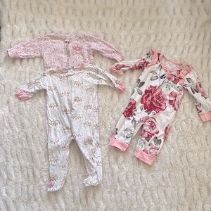 Baby Girl Sleepers size 6-9 months.
